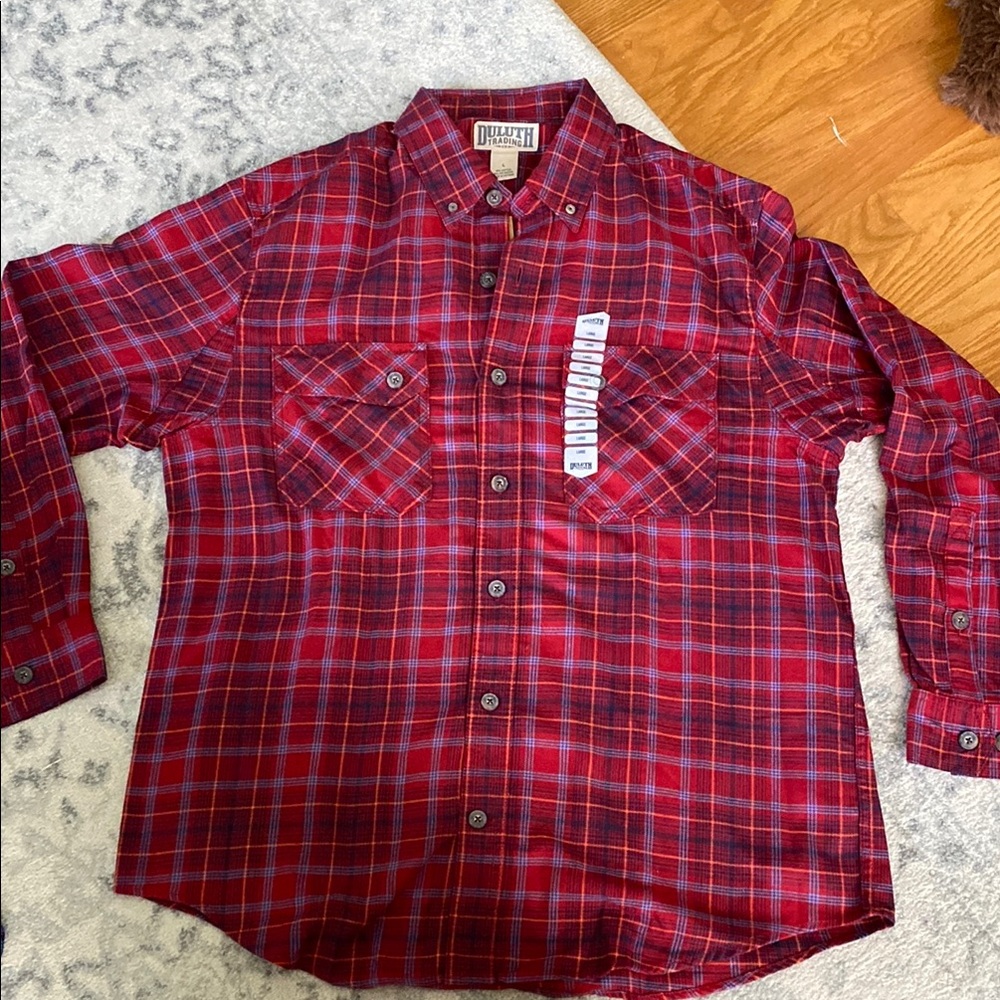 Duluth Trading Co Red Casual Button Down Shirt